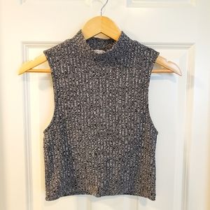 Express Grey Ribbed Mock Neck Tank Top